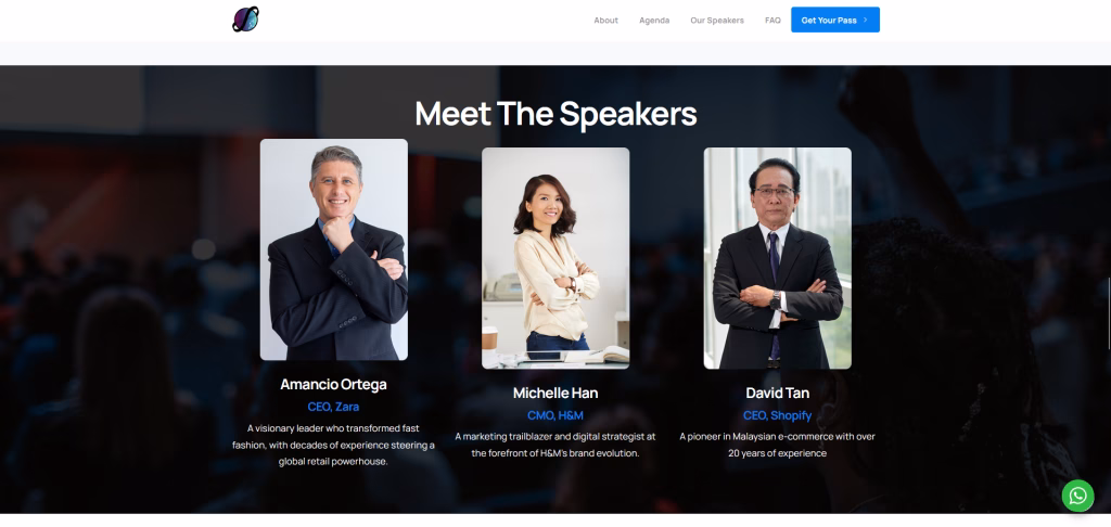 event5 Demo for event registration website – speakers example